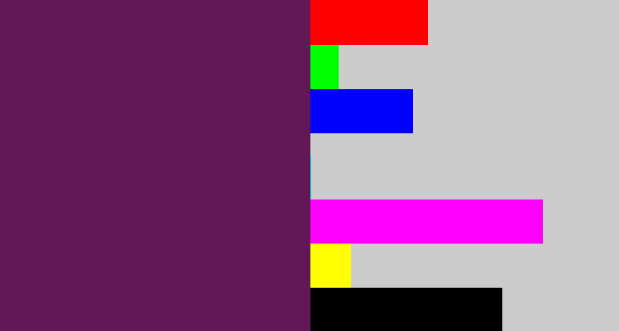 Hex color #611854 - grape purple