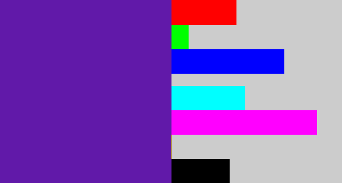 Hex color #6119a9 - purple