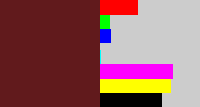 Hex color #611a1c - maroon