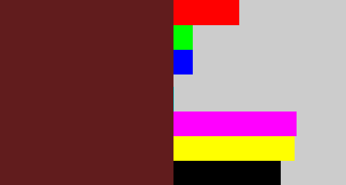 Hex color #611c1d - maroon