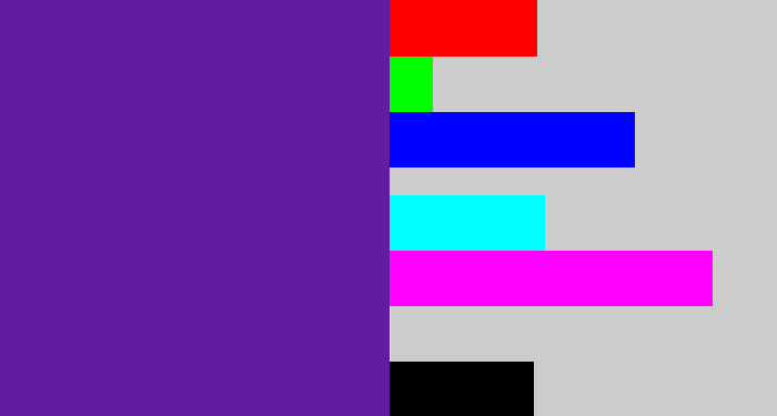 Hex color #611ca1 - purple