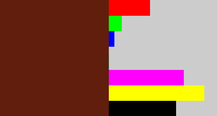 Hex color #611e0c - reddy brown