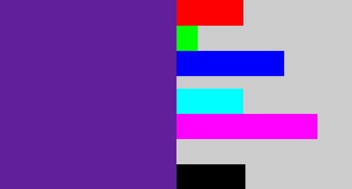 Hex color #611f9c - purple