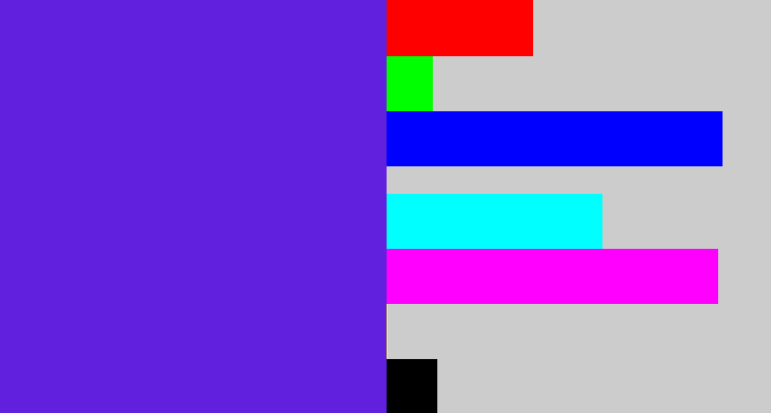 Hex color #611fde - purple/blue