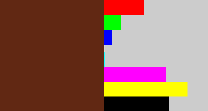 Hex color #612813 - brown