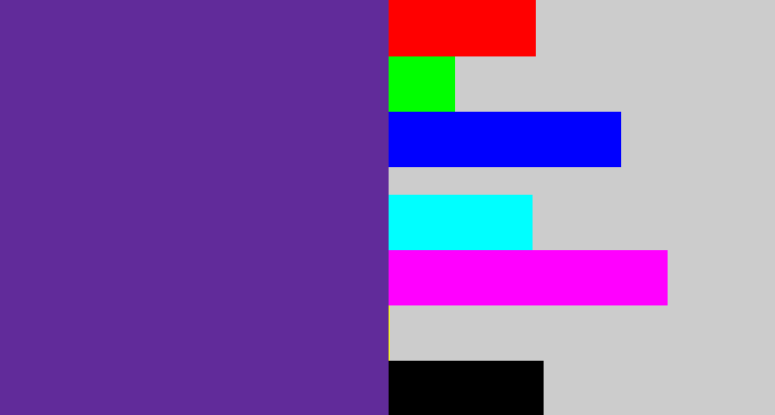 Hex color #612b9a - purple
