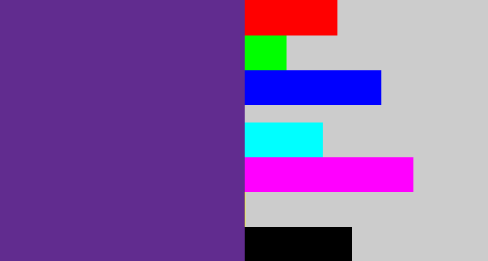 Hex color #612c8f - purple