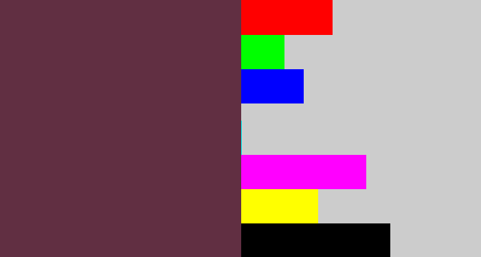 Hex color #612f42 - purple brown