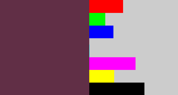 Hex color #612f46 - purple brown