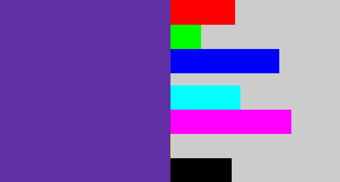 Hex color #612fa4 - purple