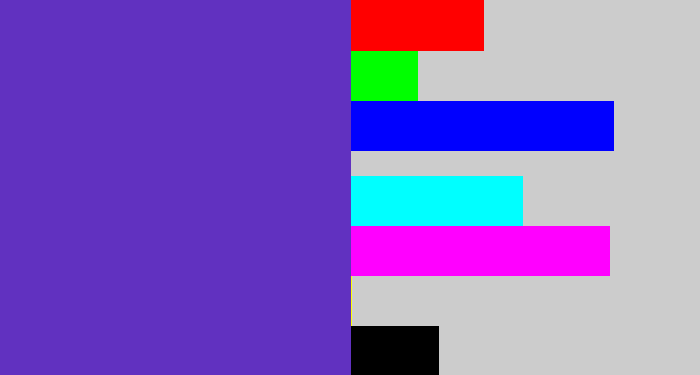 Hex color #6131c0 - bluey purple