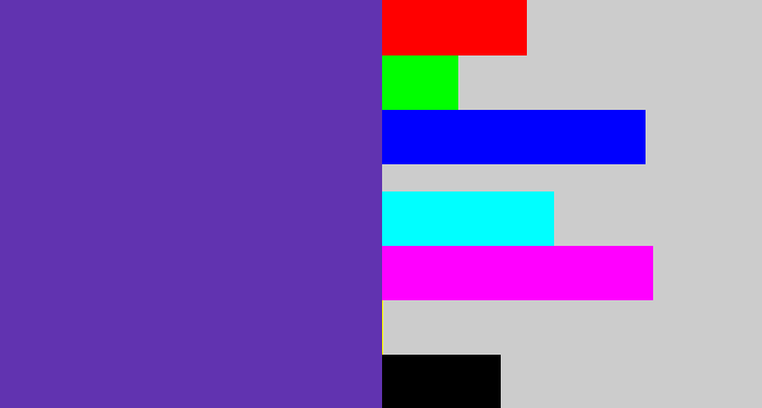 Hex color #6133b0 - bluey purple