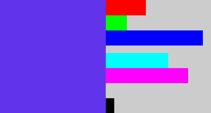 Hex color #6134eb - purpley blue