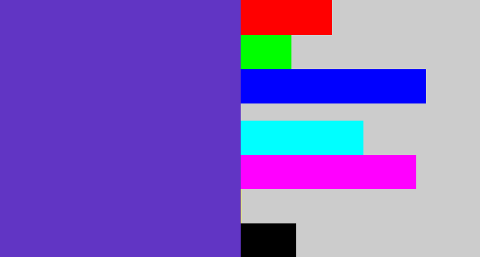 Hex color #6135c4 - bluey purple