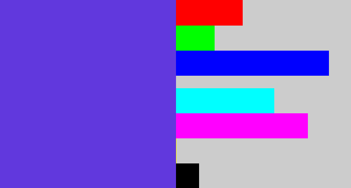 Hex color #6138dd - purpley blue