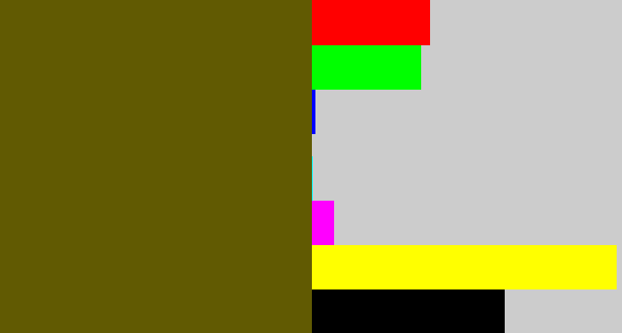 Hex color #615a02 - olive brown