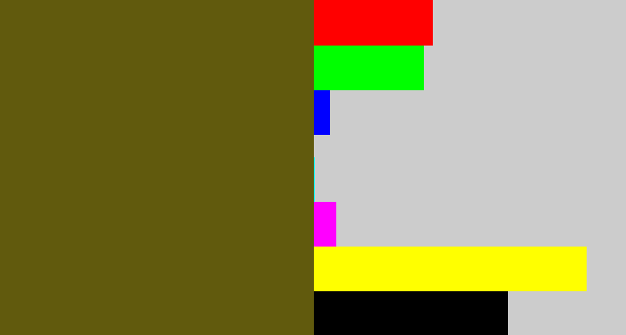 Hex color #615a0d - greenish brown
