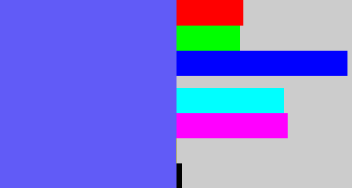 Hex color #615bf7 - purpleish blue