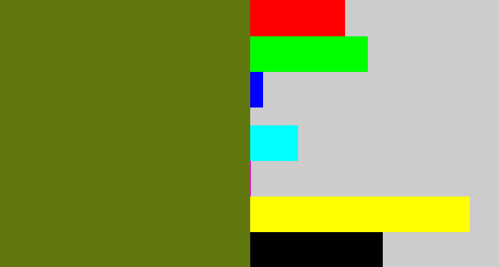 Hex color #61780e - murky green