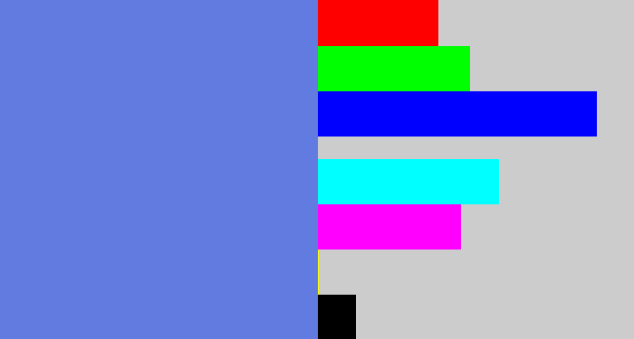 Hex color #617be1 - soft blue