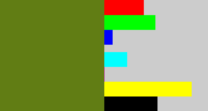Hex color #617d14 - murky green