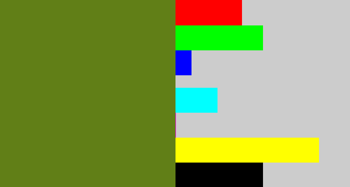 Hex color #617f17 - sap green