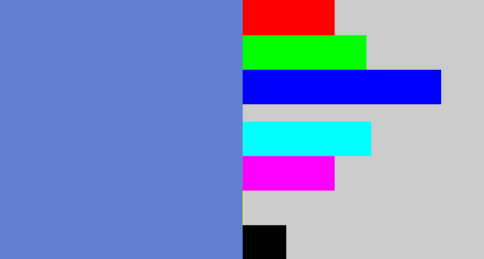 Hex color #6181d0 - faded blue