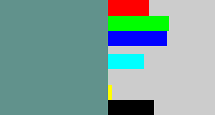 Hex color #61928c - grey teal