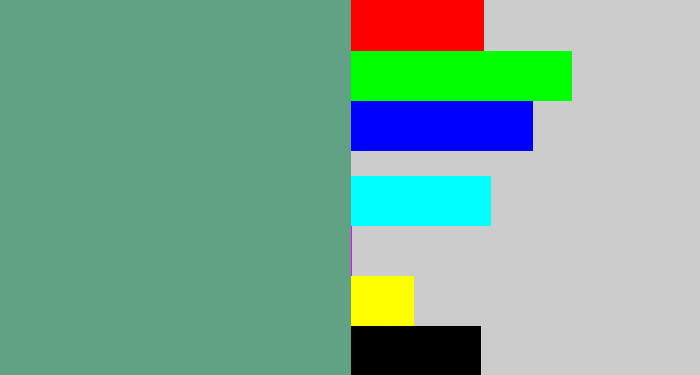 Hex color #61a184 - grey teal