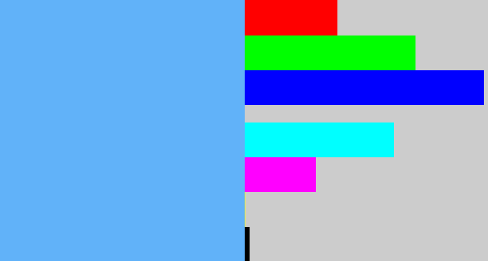 Hex color #61b2f9 - sky blue