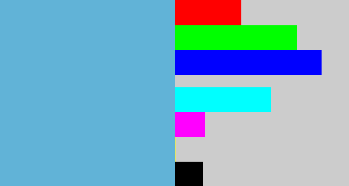 Hex color #61b3d7 - sky blue