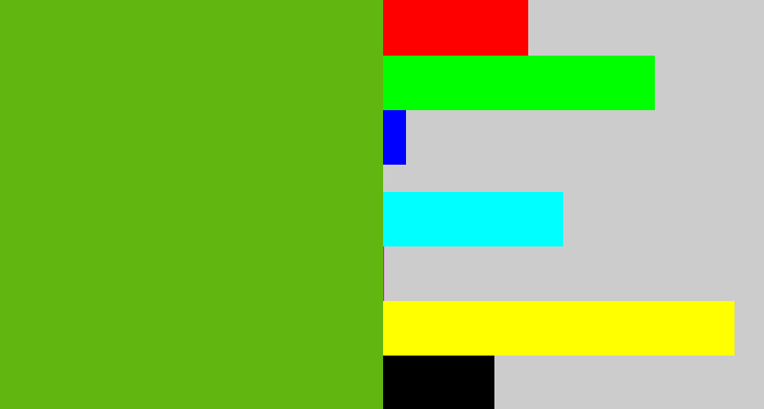 Hex color #61b60f - frog green