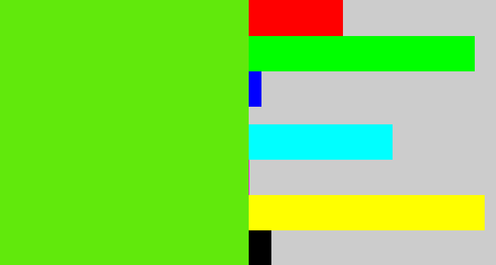 Hex color #61e90c - bright lime green