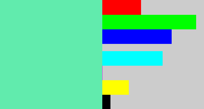 Hex color #61ebad - light greenish blue