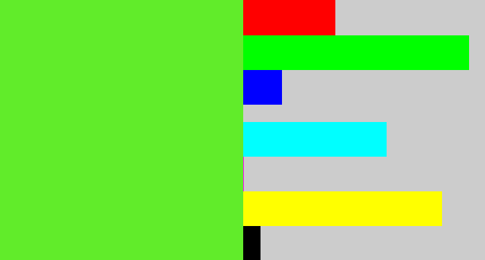 Hex color #61ec2a - toxic green
