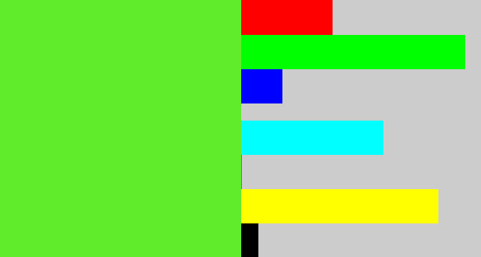 Hex color #61ec2b - toxic green
