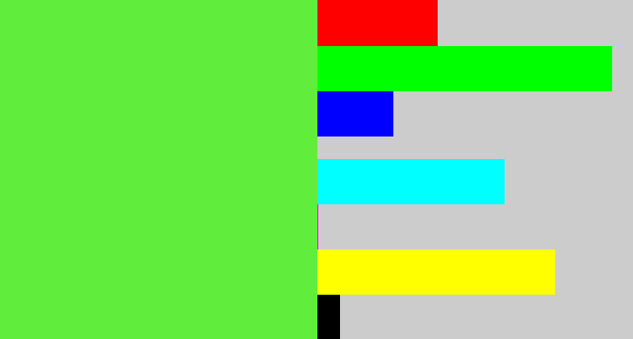 Hex color #61ed3c - toxic green