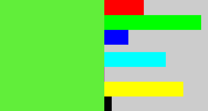 Hex color #61ee3a - toxic green