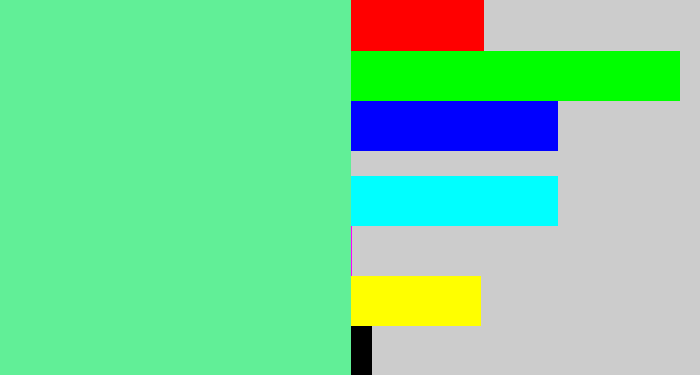 Hex color #61ef97 - light green blue