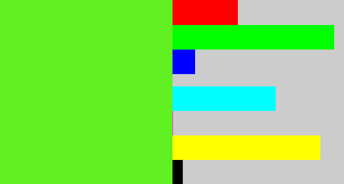 Hex color #61f022 - toxic green
