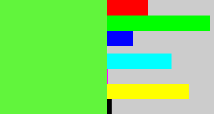 Hex color #61f53c - toxic green