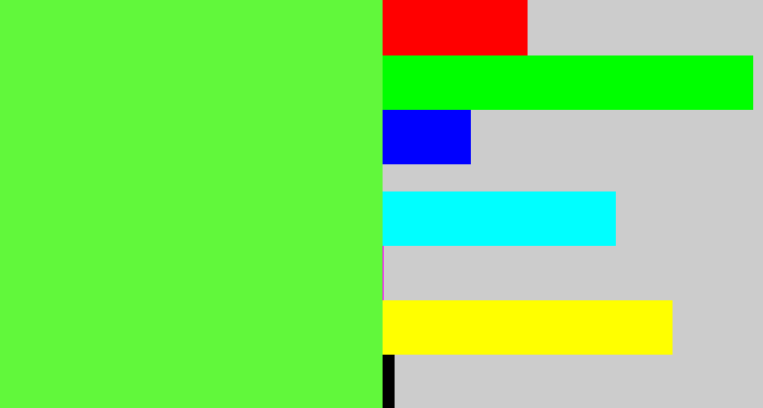 Hex color #61f83b - toxic green
