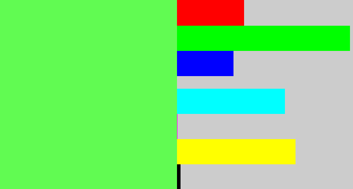 Hex color #61fb52 - light bright green
