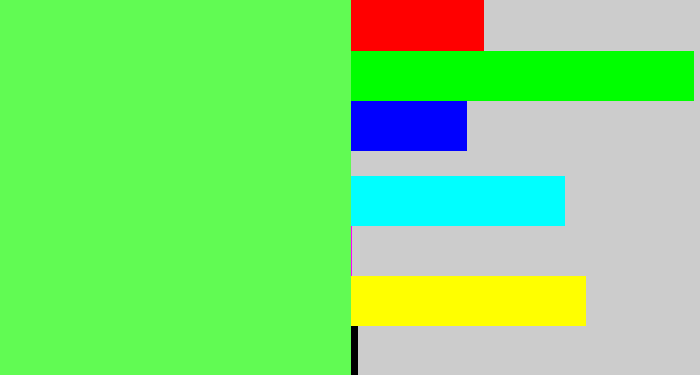 Hex color #61fb53 - light bright green
