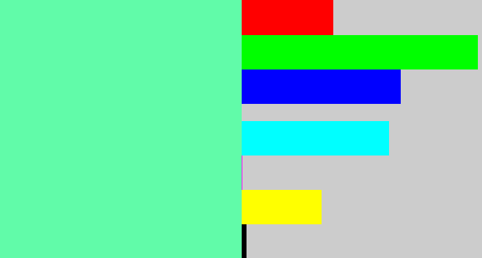 Hex color #61fba9 - light greenish blue