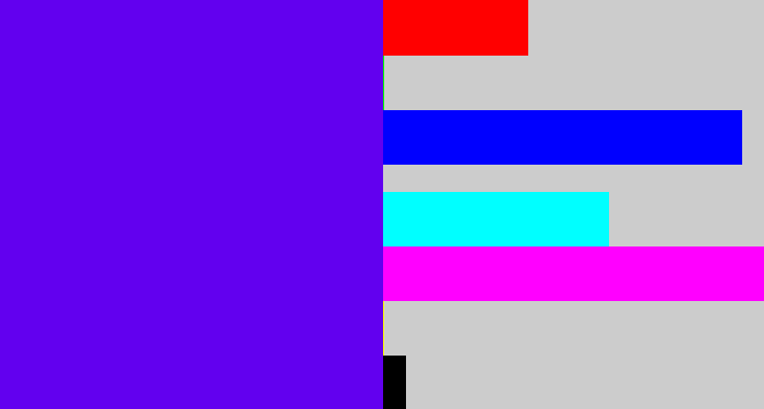 Hex color #6200ef - blue violet