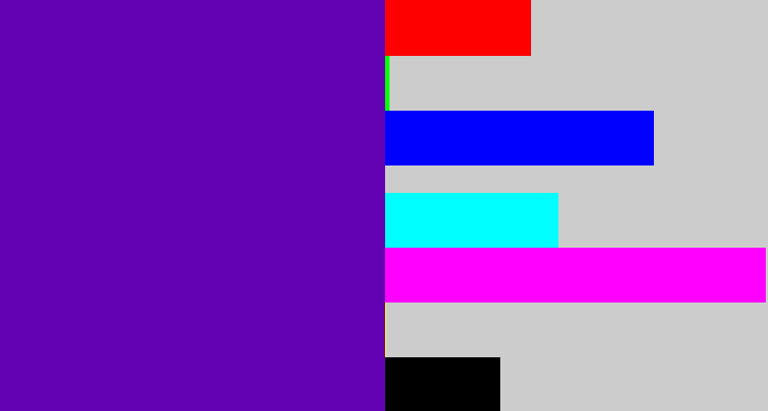 Hex color #6202b3 - violet blue