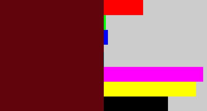 Hex color #62040b - claret