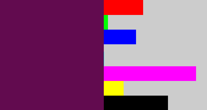 Hex color #620b4f - grape purple