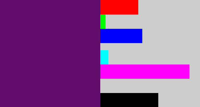 Hex color #620c6b - darkish purple